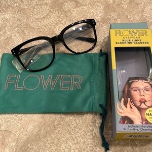 Brand New Flower Eyewear Blue Light Blocking Glasses Hazel Black Rimmed Computer